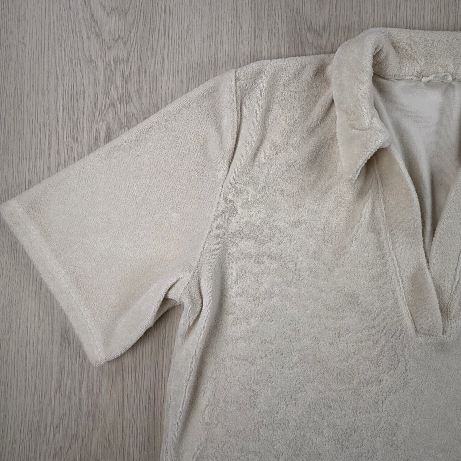 Cream Terry Polo Top Wilfred Free Soft Lounge Shirt Minimalist Casual Neutral — image 2 of 6